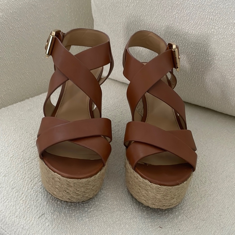 Michael Kors corded wedge size 7 - camel color 4 inches high